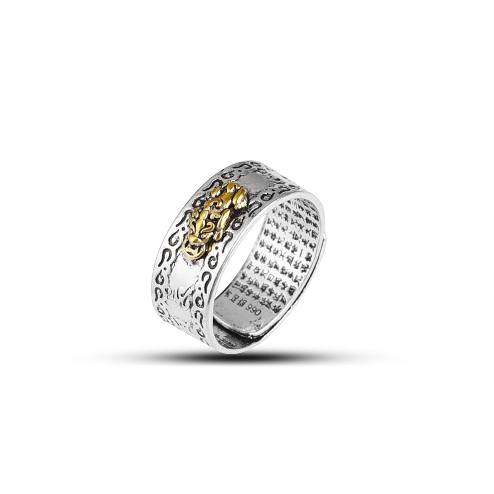 Silberring mit goldener Löwenkopf-Verzierung, Herrenring, Schmuck, Edelstahl, modisch